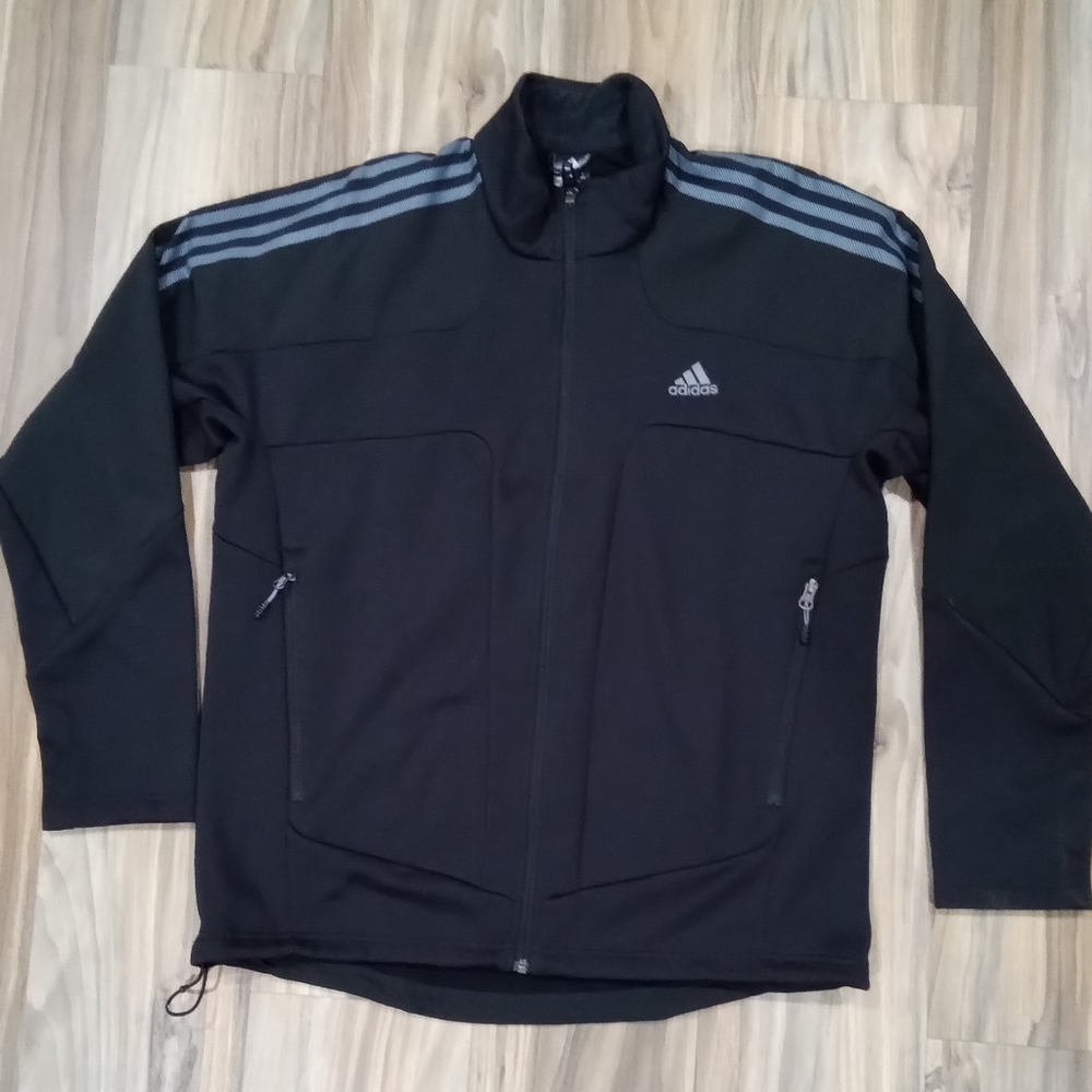 Black and grey Adidas Track jacket
